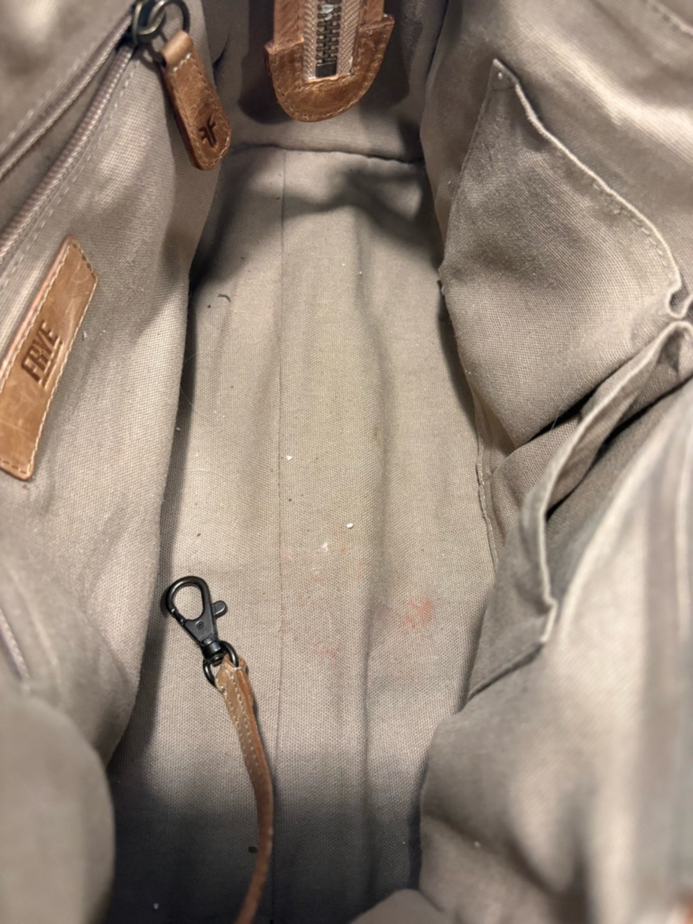 Frye Melissa Satchel in Beige Leather Classic Style W Dust Bag - Picture 14 of 15